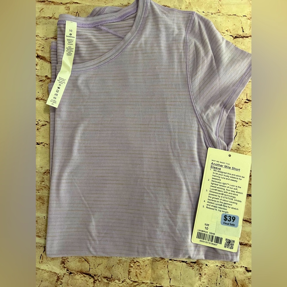 NWT Lululemon Another Mile SS, Size 10, Lavender